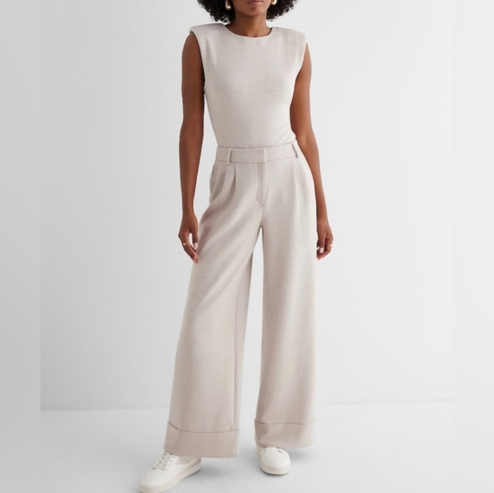 NWT Express High Waisted Luxe Lounge Cuffed Wide Leg Pants - 2R
